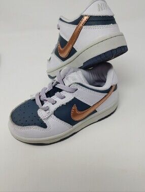 Nike Dunk Low SE Toddler "Copper Swoosh" Blue Purple Sneakers 8C